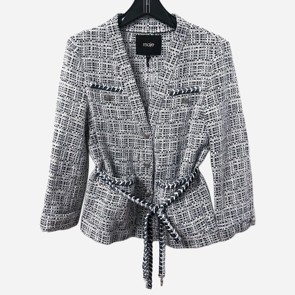 EUC Maje Belted Tweed Jacket